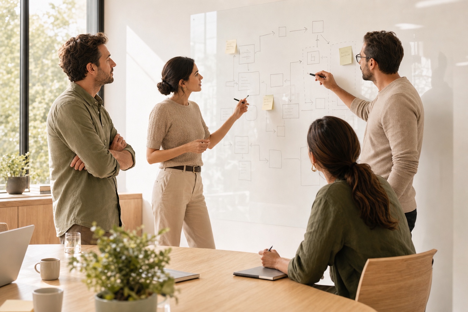Tim mapira poslovni proces na whiteboardu